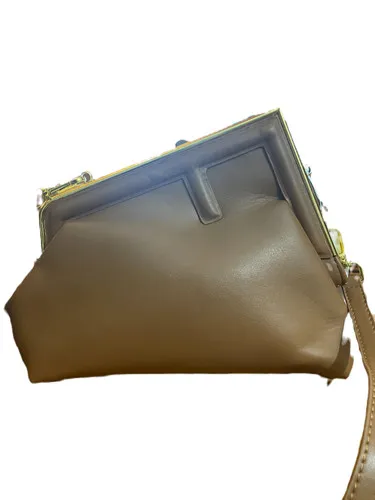 Cocoa brown Fendee Forever soft leather-like clutch with a shoulder strap